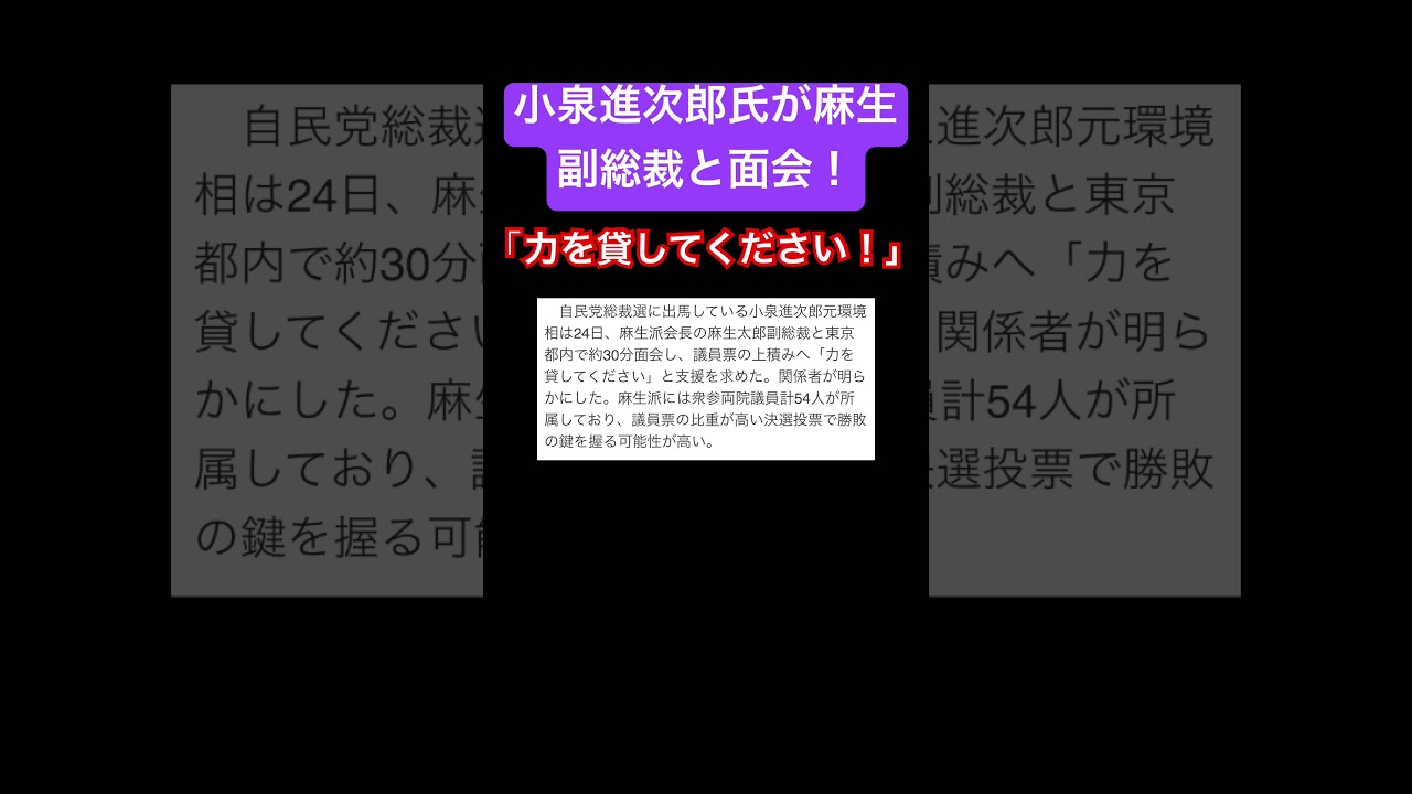小泉進次郎氏が麻生副総裁と面会！ #時事ネタ #ネットニュース #小泉進次郎 #麻生太郎 #菅義偉 #自民党総裁選 #滝川クリステル #shorts #独り言