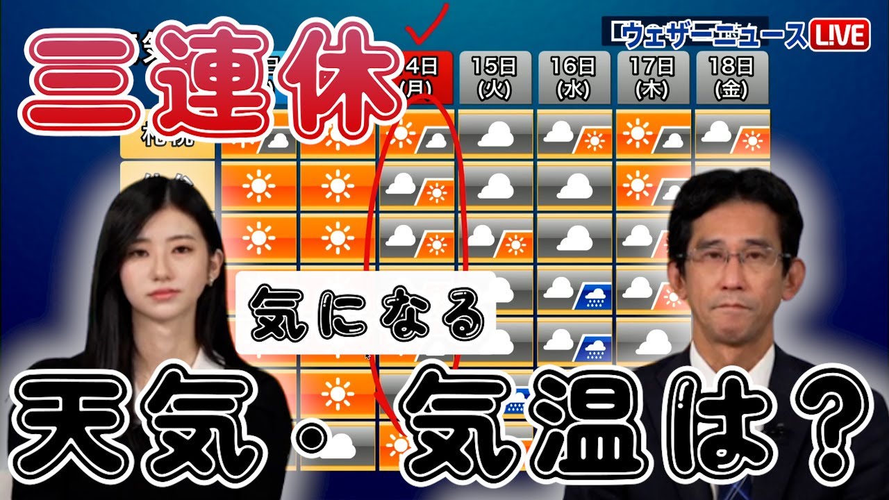 気になる三連休の天気や気温は？