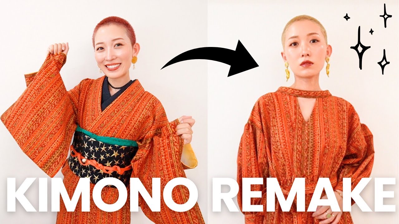 【DIY】初の着物リメイク！着物をワンピースに変身させました👘✨