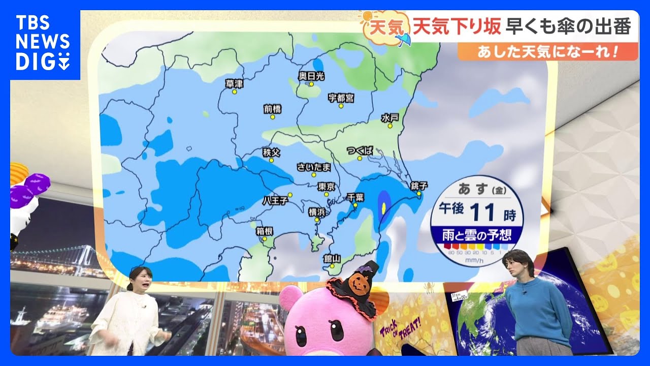 【11月1日 関東の天気】天気下り坂 早くも傘の出番　3連休はまとまった雨に…｜TBS NEWS DIG