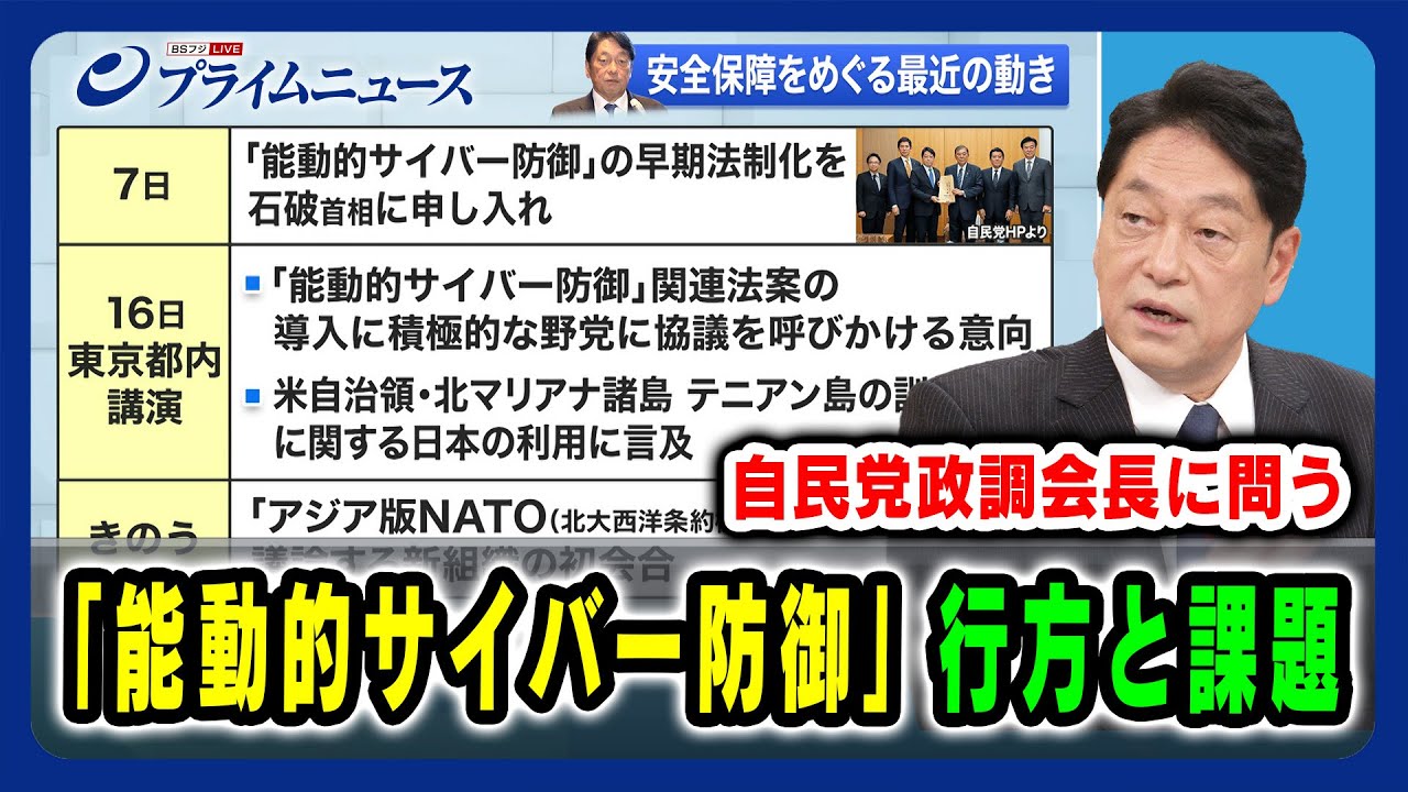 【自民党政調会長に問う】「能動的サイバー防御」行方と課題  2024/11/29放送＜後編＞