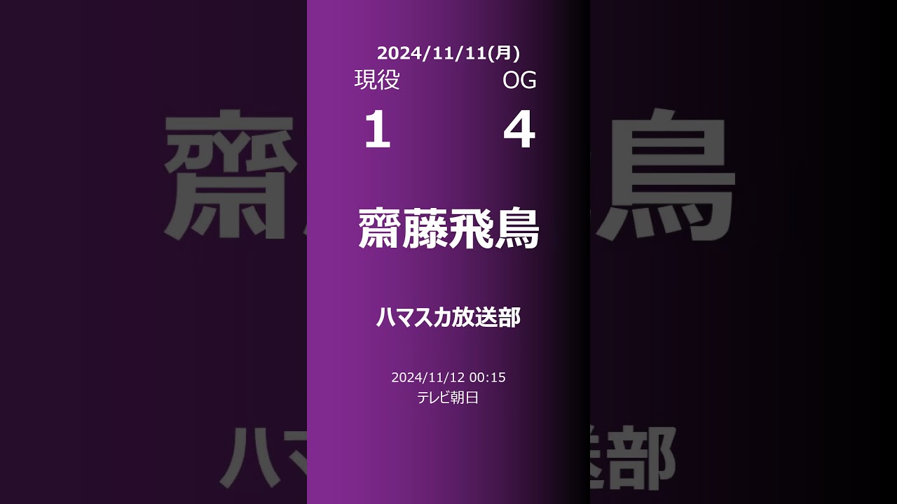 【明日の乃木坂】現役・OG 2024/11/11 #shorts #乃木坂46 【番組出演】
