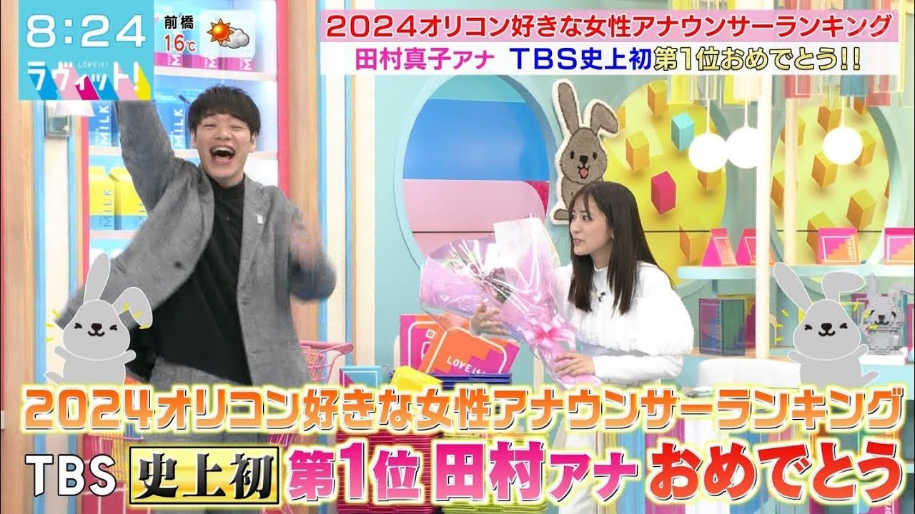 「ラヴィット」TBS・田村真子アナが生放送で涙　「好きな女性アナランキング」1位に「頭真っ白」　同局史上初