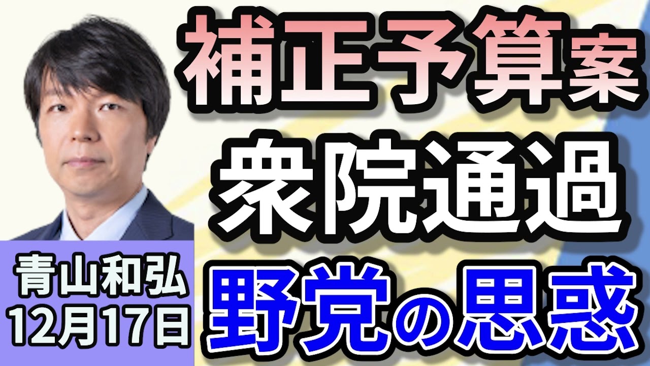 青山和弘「『水膨れ』指摘も補正予算案が衆院通過」「政策活動費の全面廃止で与野党合意」「低迷する石破内閣の支持率　2025年の政治展望は？」１２月１７日