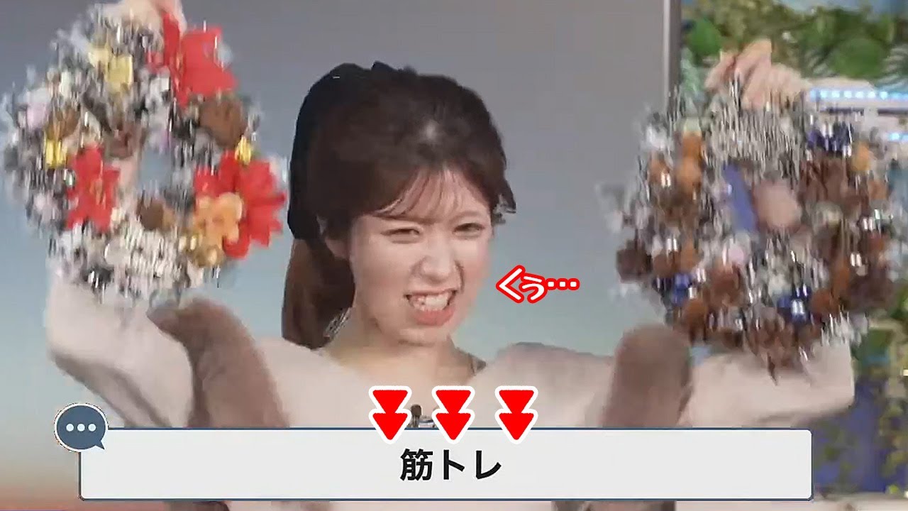 【小林李衣奈】斬新な入り方をしたと思ったらおもむろにリースで筋トレを始めるSASUKEに感化されたお天気キャスター