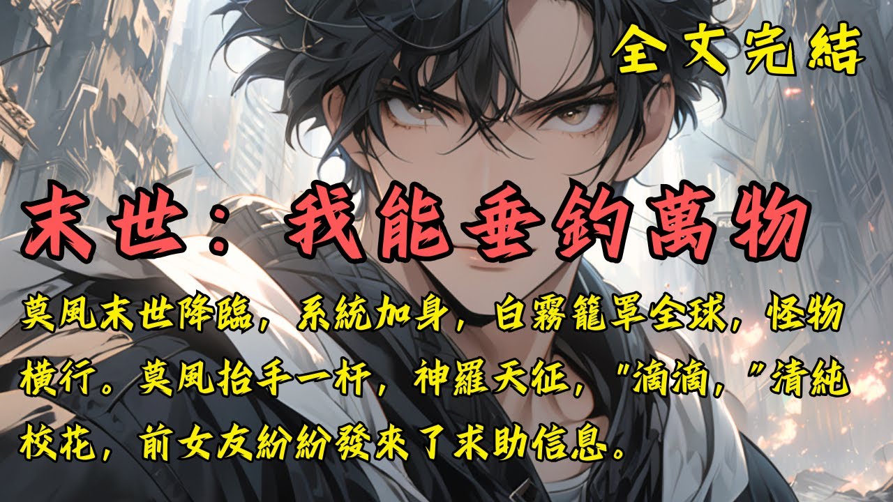 完結爽文《末世：我能垂釣萬物》莫風末世降臨，系統加身，白霧籠罩全球，怪物橫行。莫風抬手一杆，神羅天征，“滴滴，”清純校花，前女友紛紛發來了求助信息。 #末世  #爽文  #小說 #完結 #後宮 #末日