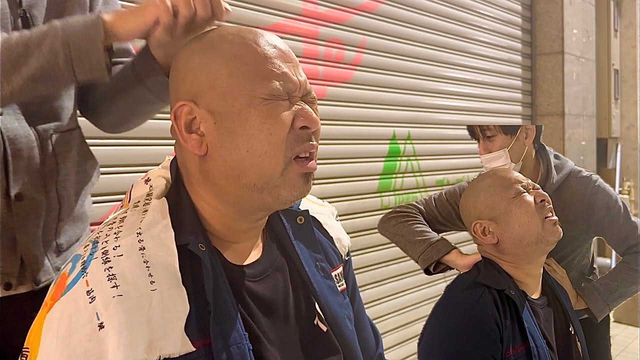 ASMR 超ガチガチ男性が来た！鉄球の身体かな？肩と首をゴリゴリチェアマッサージ