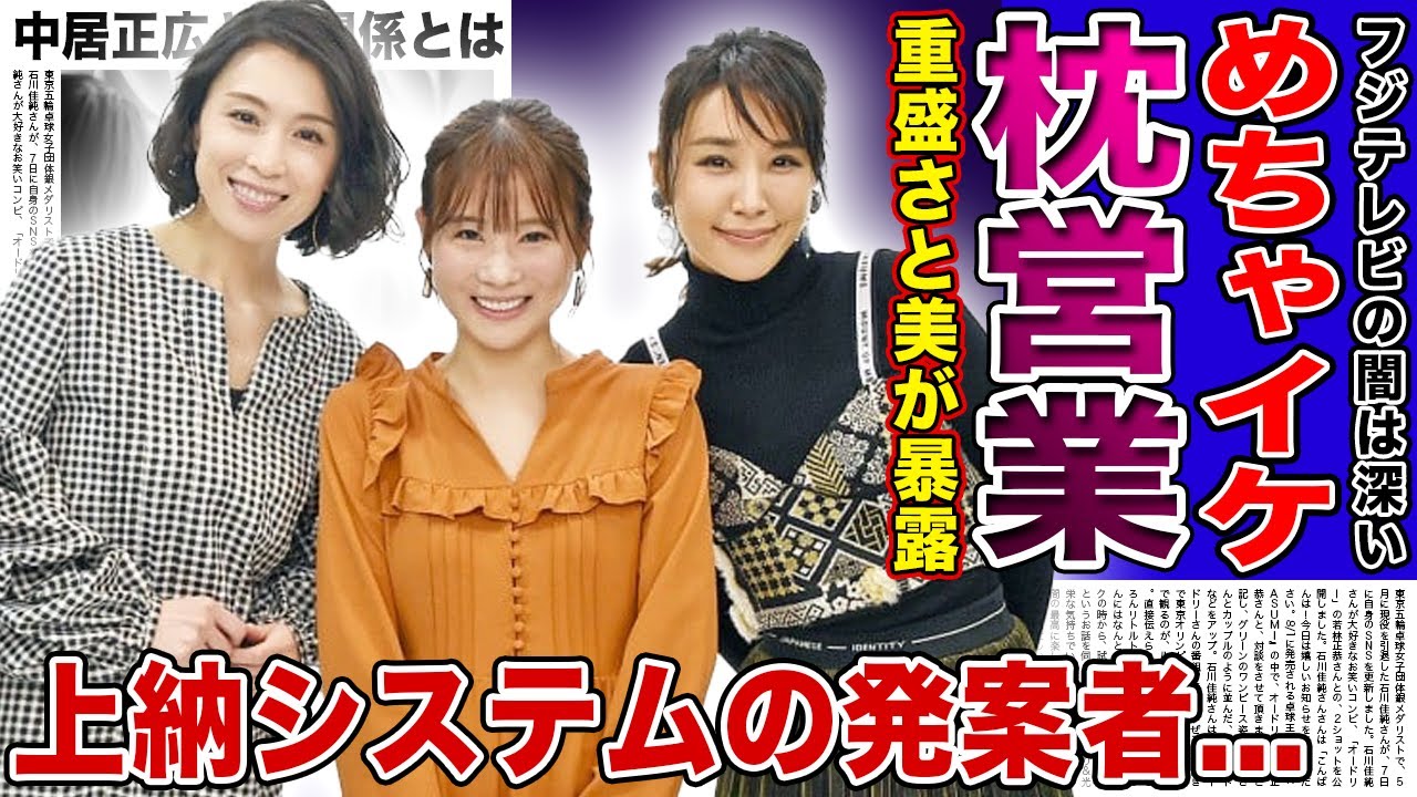 【衝撃】フジの元人気番組「めちゃイケ」で行われていた枕営業の実態...重盛さと美が暴露した接待の数々に驚きを隠せない！中居正広が平然と受け入れた上納の闇に言葉を失う！