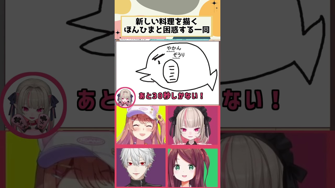 新しい料理を描くほんひまと困惑する一同【にじさんじ/切り抜き/赤羽葉子/本間ひまわり/魔界ノりりむ/葛葉】