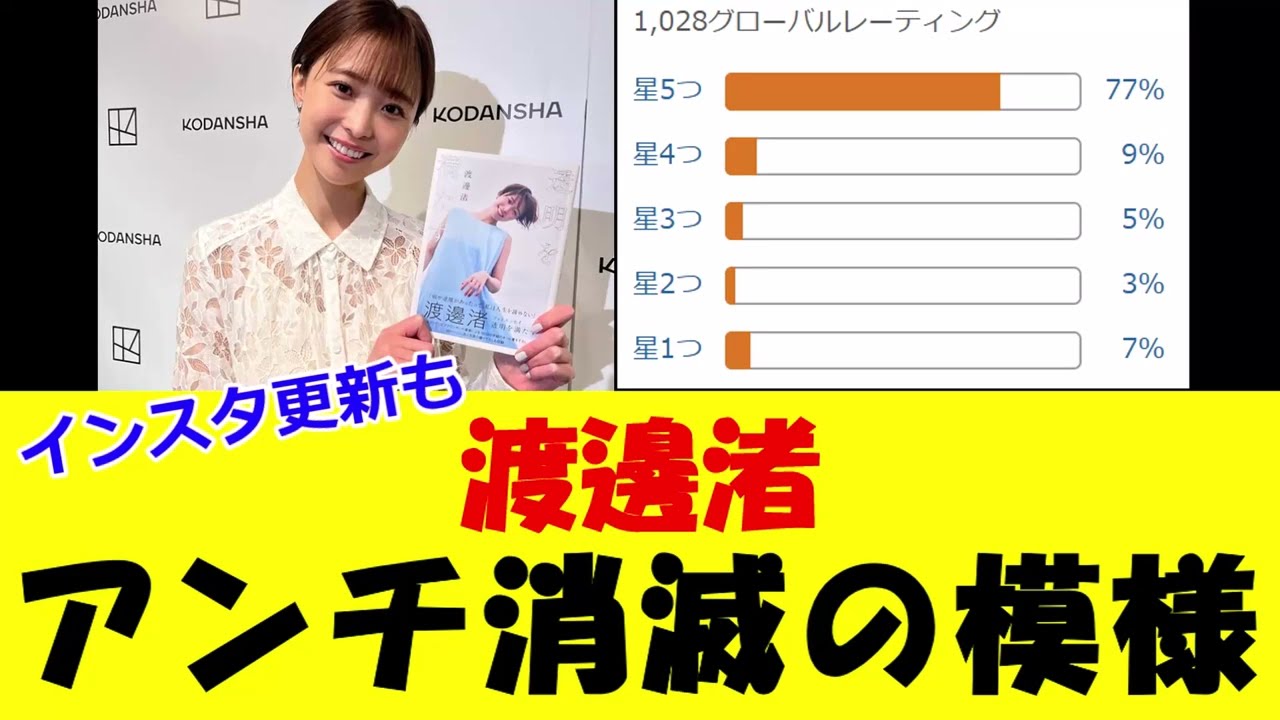 【渡辺渚】インスタ更新もアンチ激減