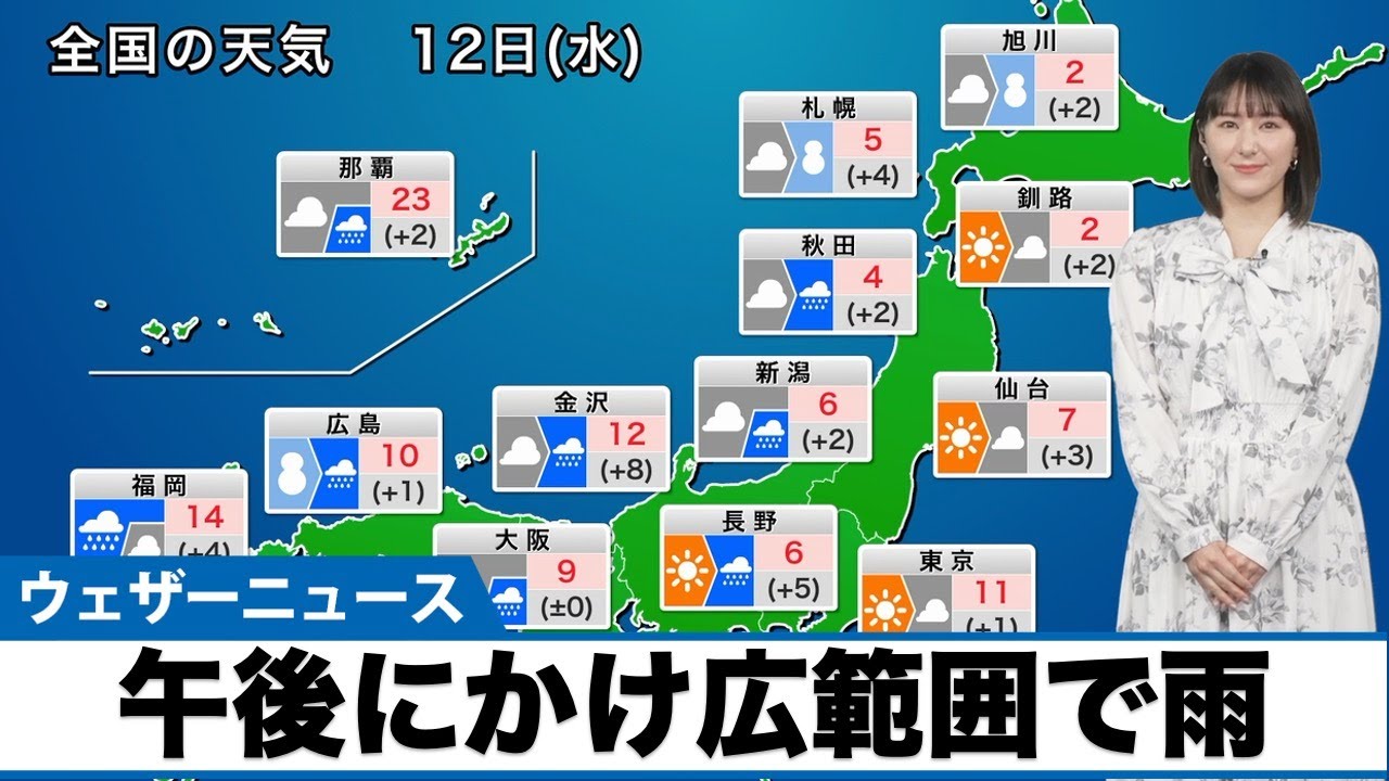 天気キャスター解説 2月12日(水)の天気