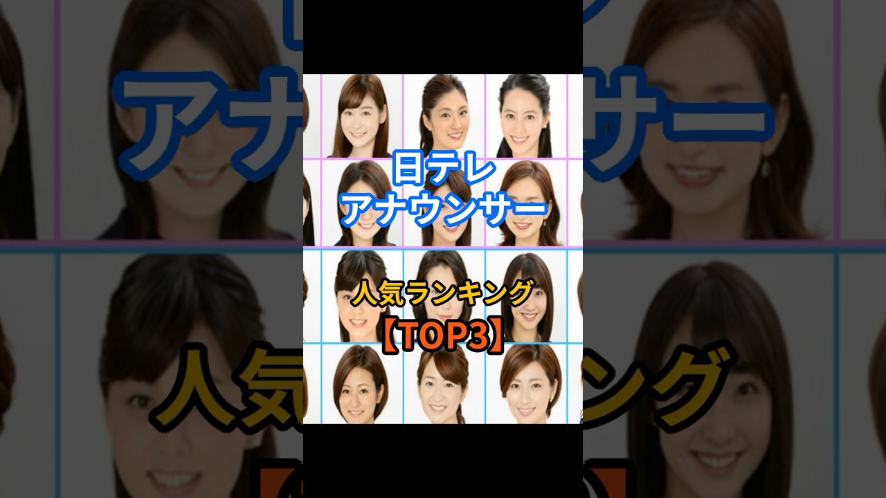 日テレアナウンサー人気ランキングTOP3】え、あの人気アナが3位！？今回は、好きな日本テレビアナウンサーランキングTOP3を紹介します。＃日テレ＃アナウンサー＃ランキング
