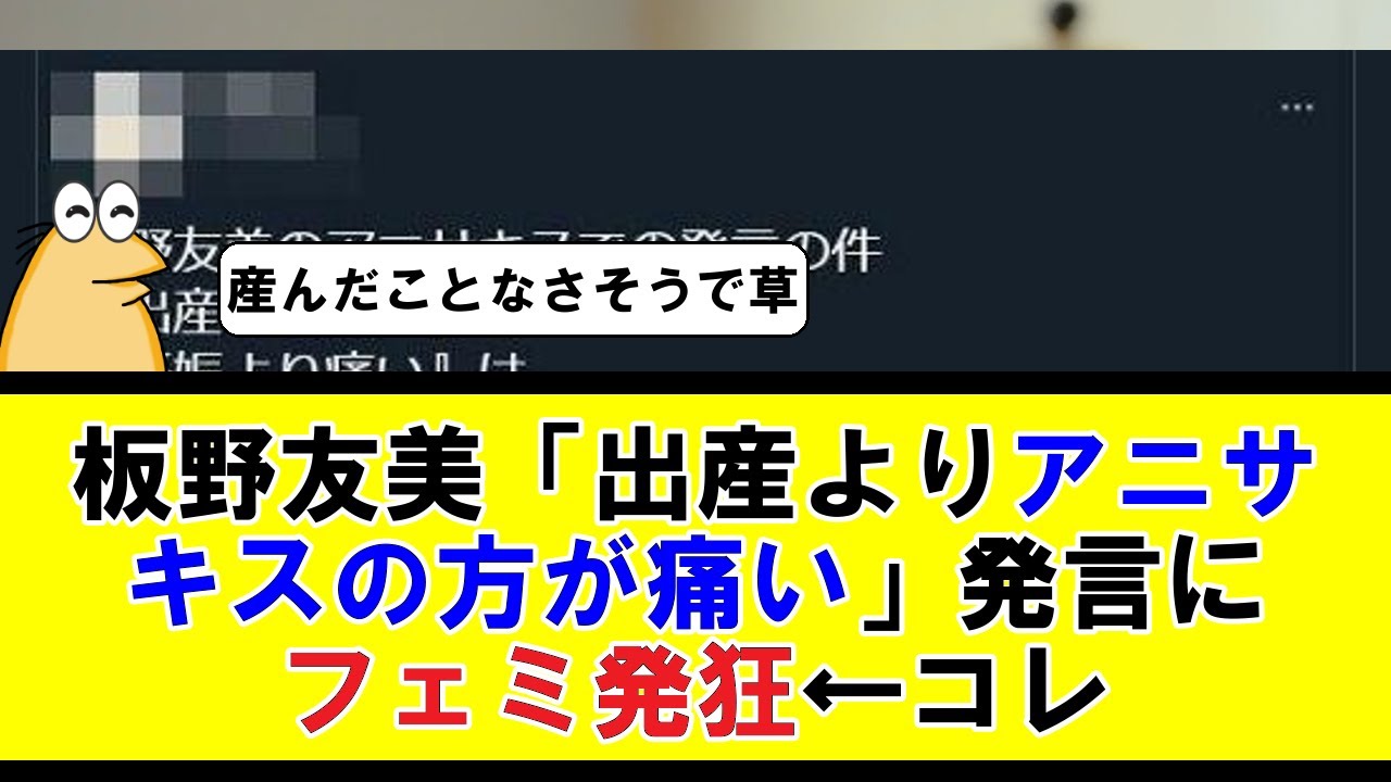 板野友美「出産よりアニサキスの方が痛い」発言にフェミ発狂←コレ【2ちゃんねる】