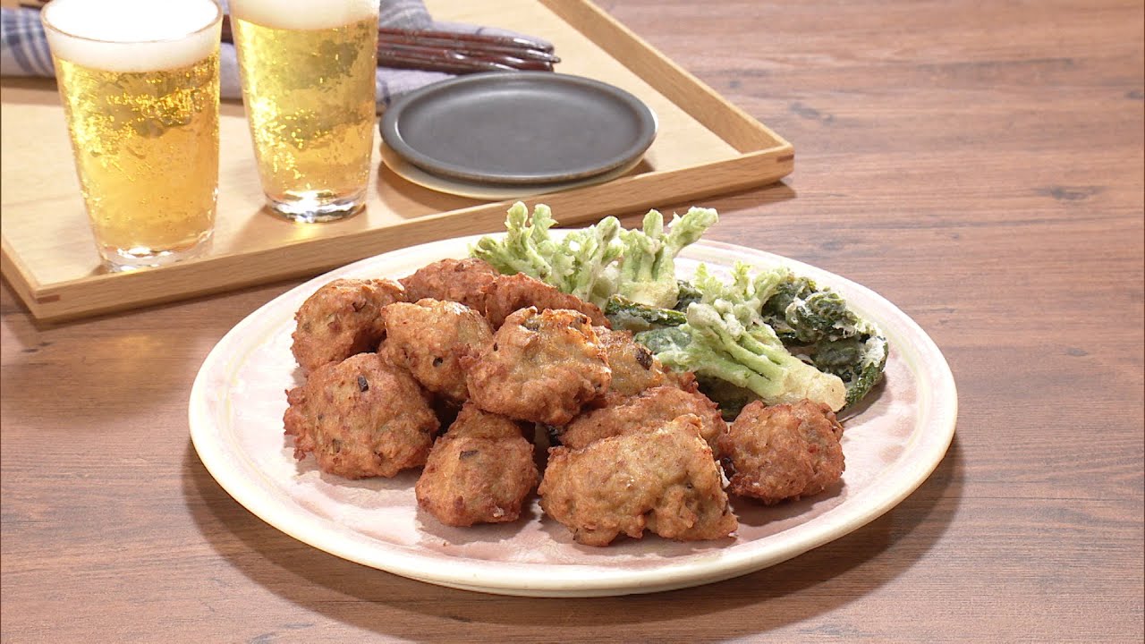 【3分クッキング公式】焼き椎茸入り揚げつくね