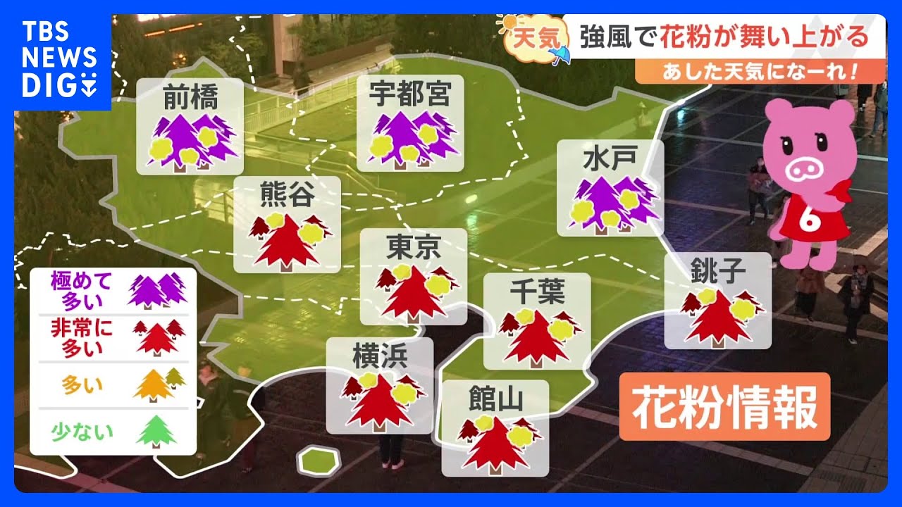 【3月6日 関東の天気】強風で花粉が舞い上がる｜TBS NEWS DIG