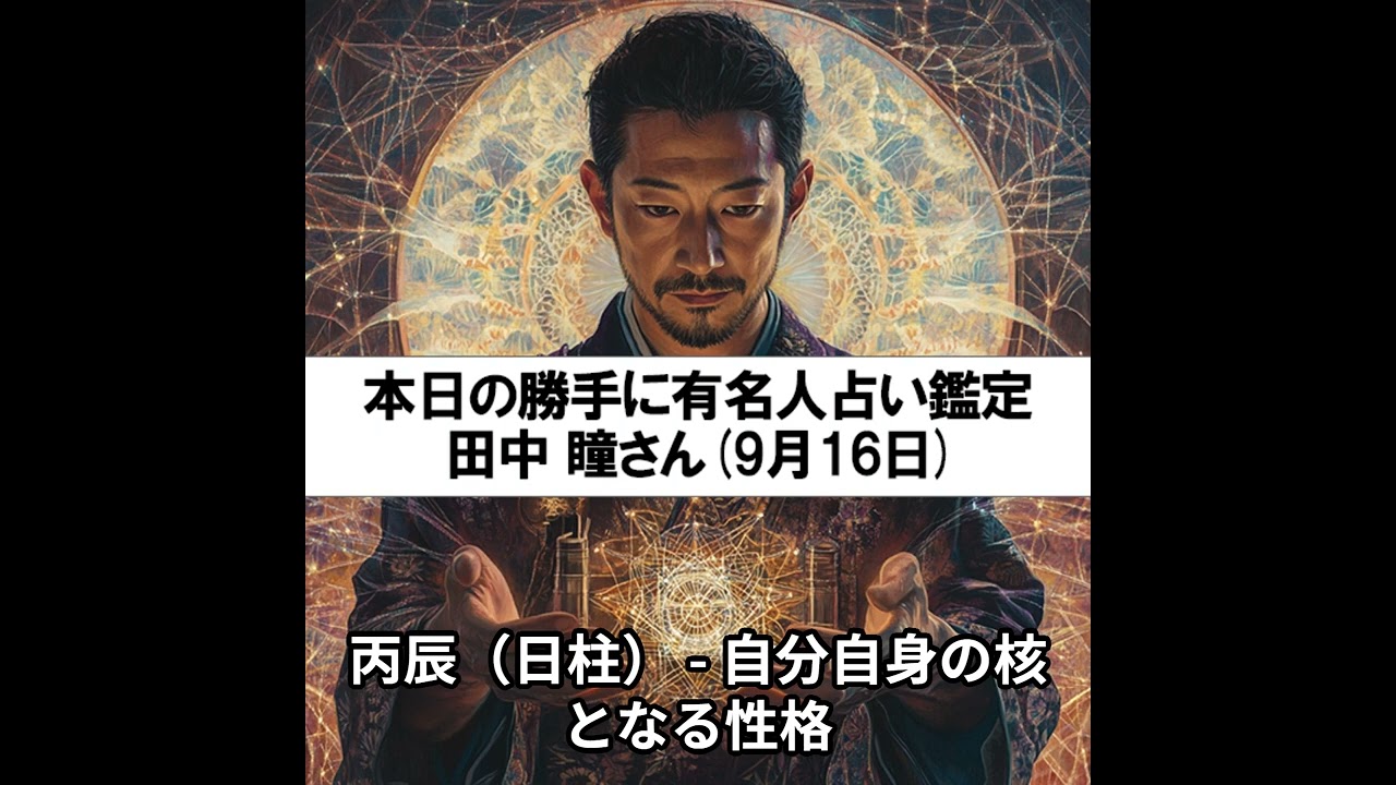 勝手に有名人占い鑑定！（9月16日生まれ、田中瞳さん）