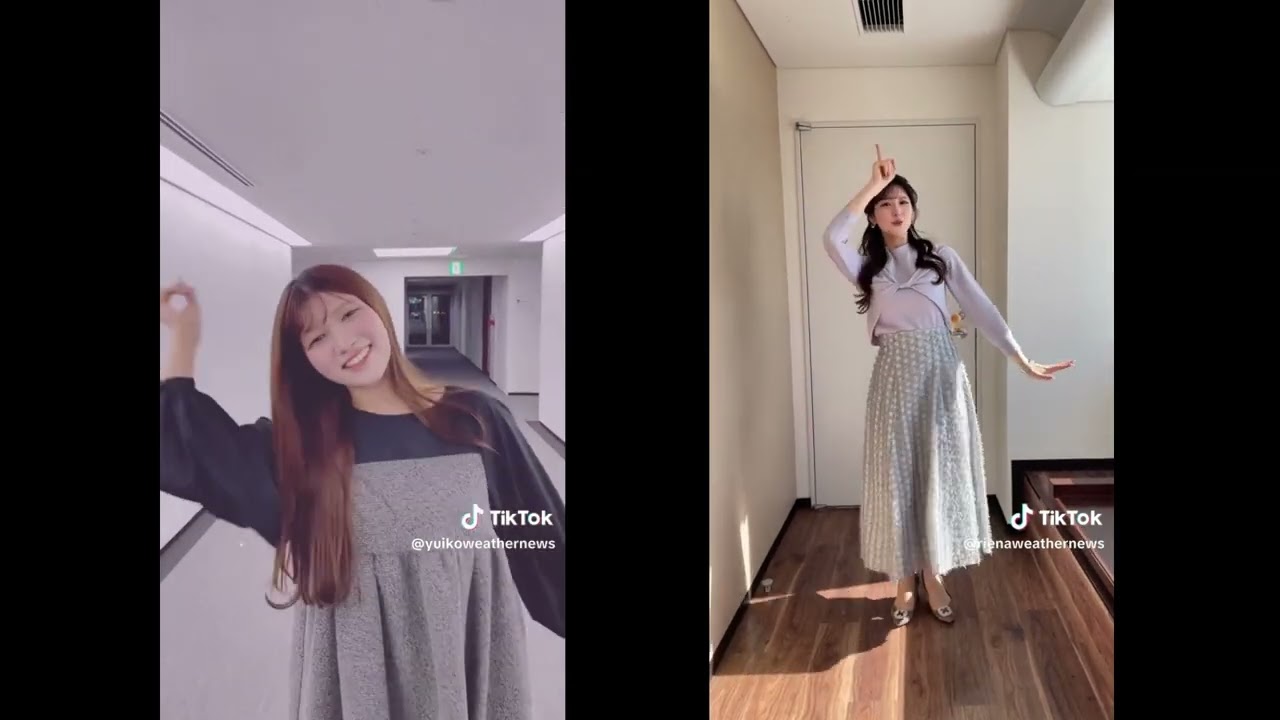 ポンタダンス まとめ５　 小林李衣奈・岡本結子リサ  《ウェザーニュースTikTokまとめ》