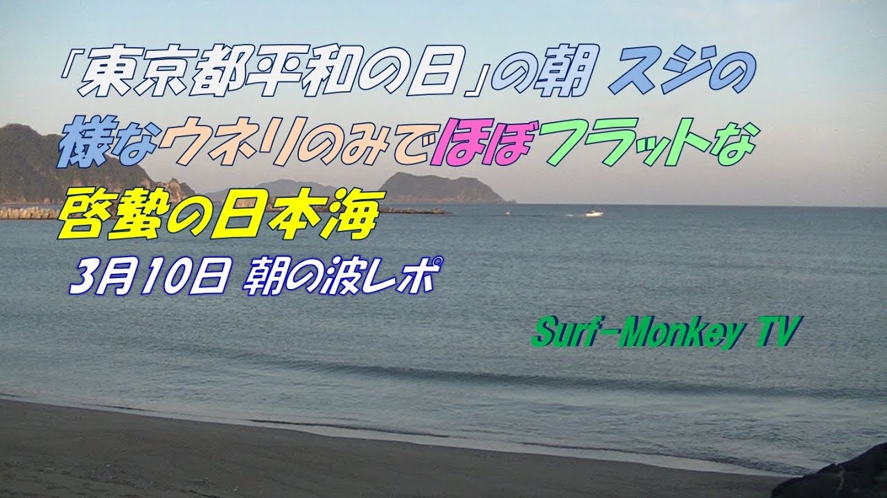 「東京都平和の日」の朝 スジの様なウネリのみで ほぼフラットな 啓蟄の日本海 250310 ~サーフモンキーTV