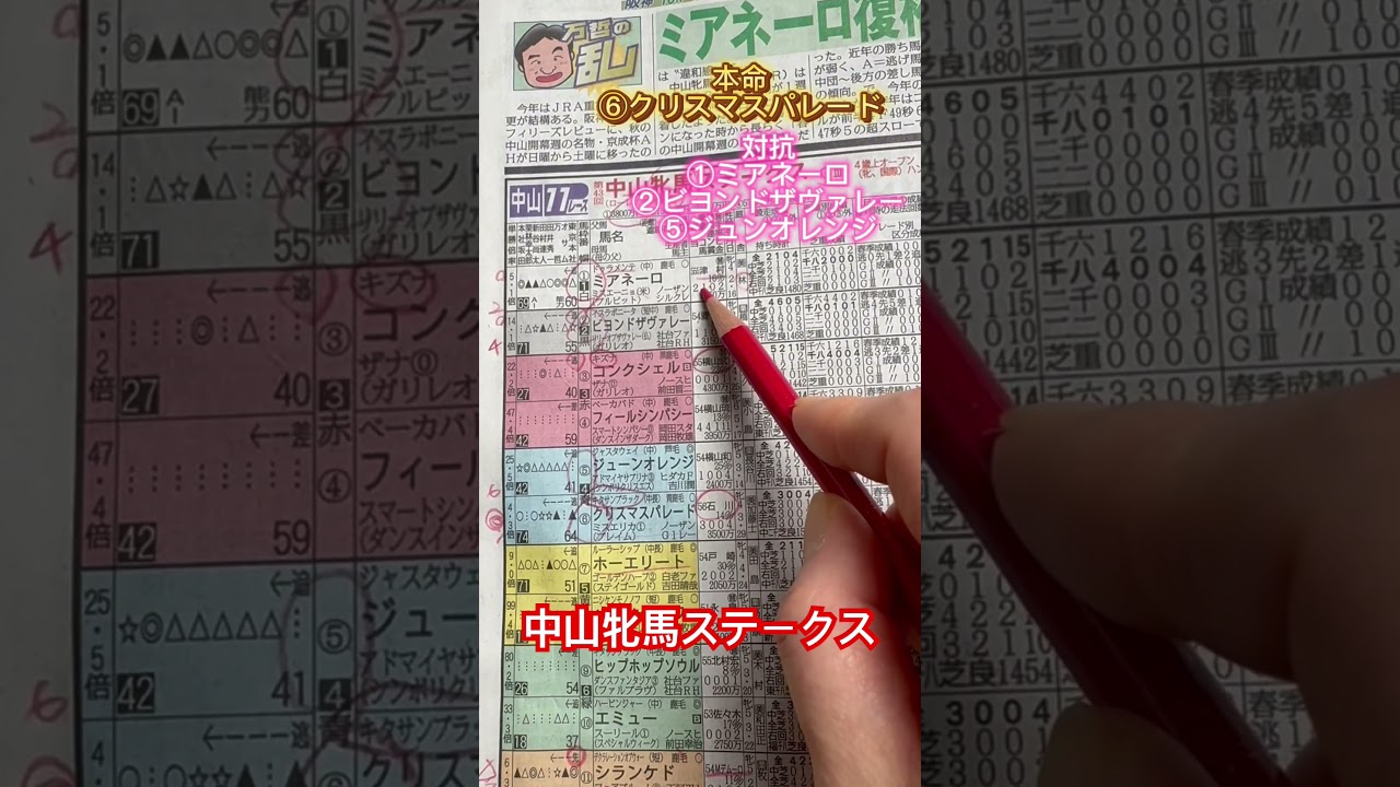 中山11レース中山牝馬ステークスG3 4歳上オープン戦1800メートル芝　本命馬！推奨馬！発表！！ #競馬 #競馬予想 #中山牝馬ステークス