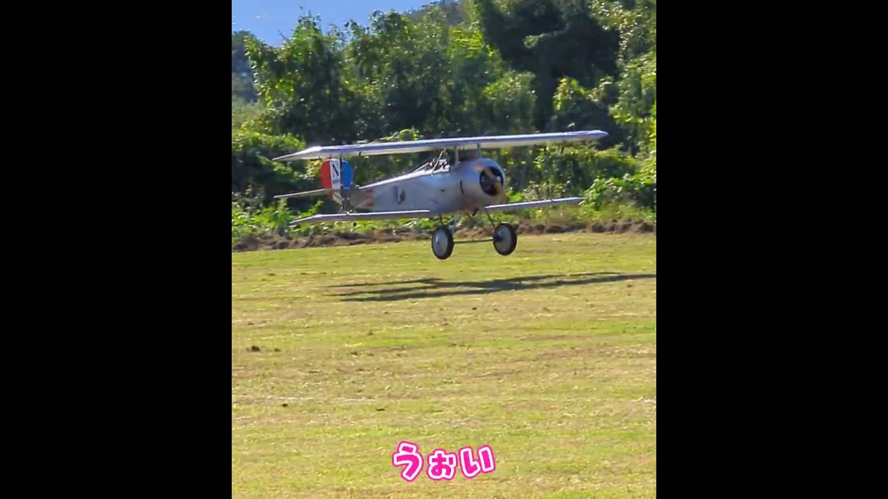 着陸するニューポール１７　ラジコン飛行機