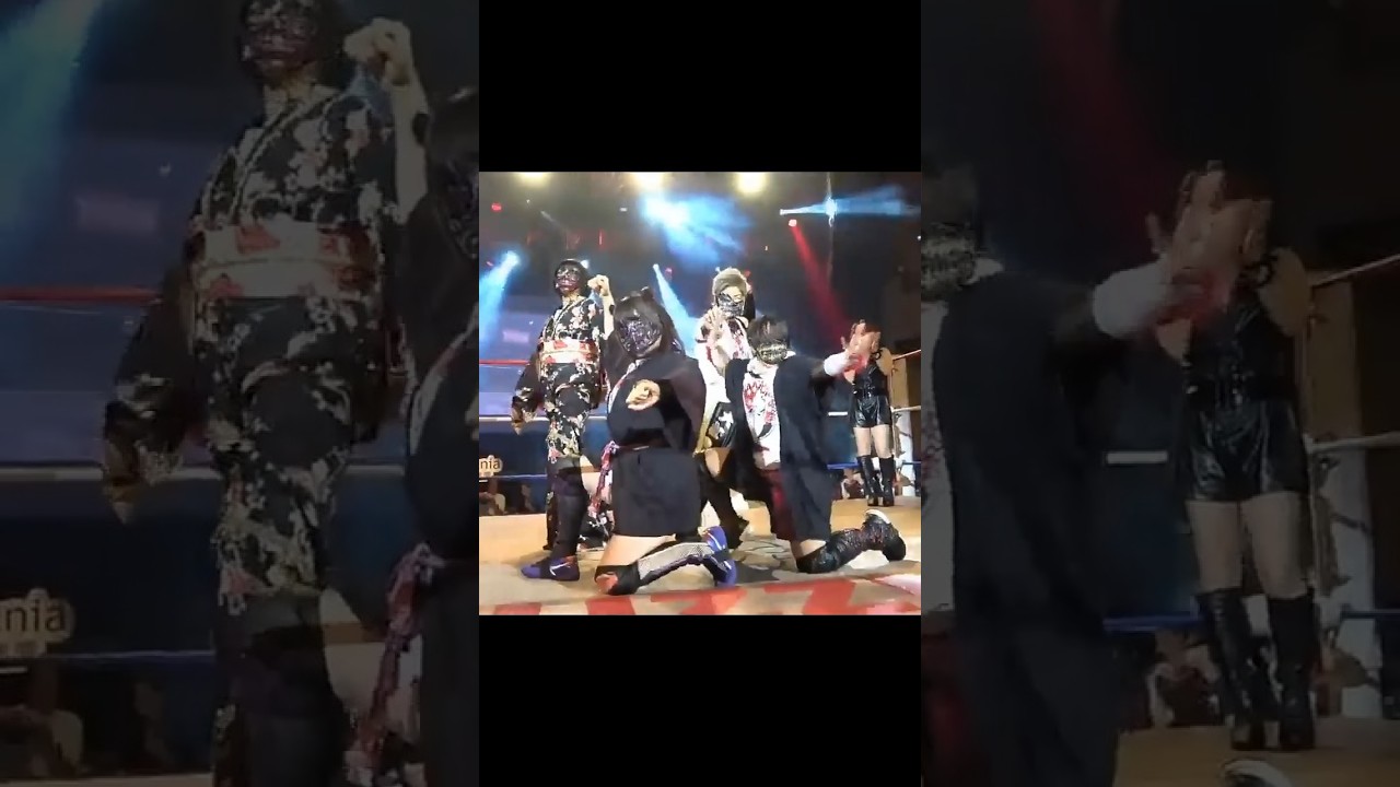 木村花、着物風コスチュームで台湾の観客を魅了する（2017）。Hana in kimono gown.  大江戸隊 with 中野たむ。#スターダム #stardom #女子プロレス #摔角