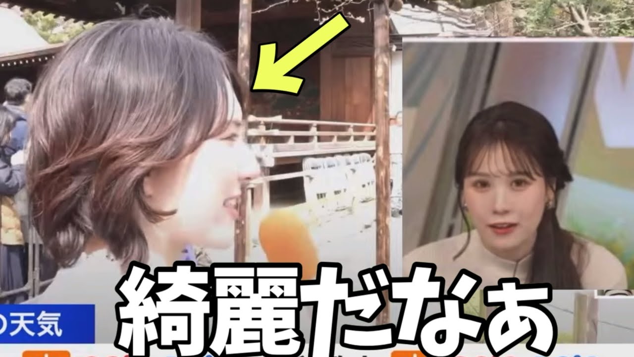 桜じゃなくてリポートに行ってる先輩に見惚れてしまうみーちゃん【戸北美月、白井ゆかり】