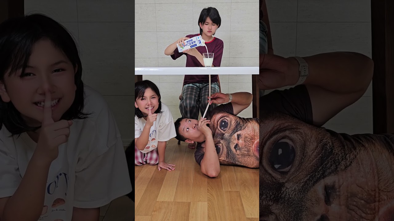 牛乳ドッキリ🥛🐮milk prank🐄#ひまわり笑劇場 #himawariちゃんねる #ひまわりチャンネル #まーちゃんおーちゃん #shorts