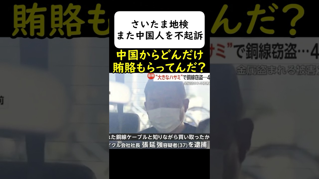 さいたま地検、また在日中国人を不起訴 #岩屋は責任をとれ