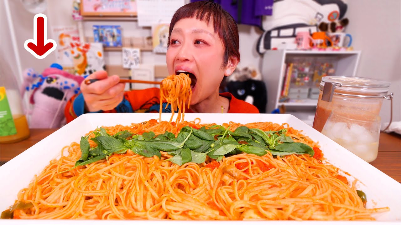 【大食い】実は◯◯◯◯◯ 10人前デカ盛りパスタをとんでもない時間に作って食べる【モッパン】【MUKBANG】
