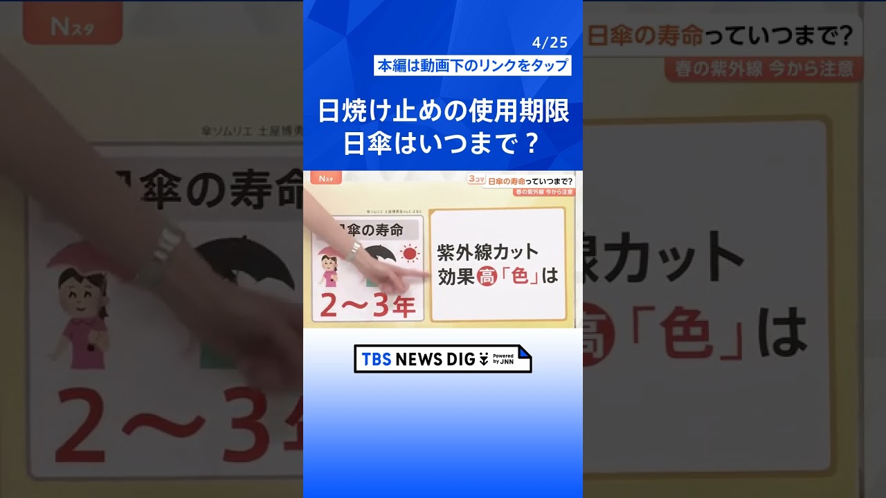 それ、間違ってない？やりがちな紫外線対策、肌の老化原因の8割が紫外線 ポイントは洗顔、日傘の寿命っていつまで？【Nスタ解説】｜TBS NEWS DIG #shorts