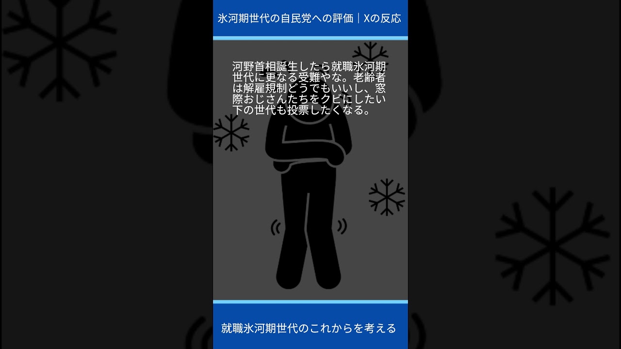 氷河期世代の自民党への評価　河野首相誕生したら悲劇が加速か　小泉政権誕生はこの世代のせいじゃない　非正規の次は外国人増やすぞ　│　Xの反応