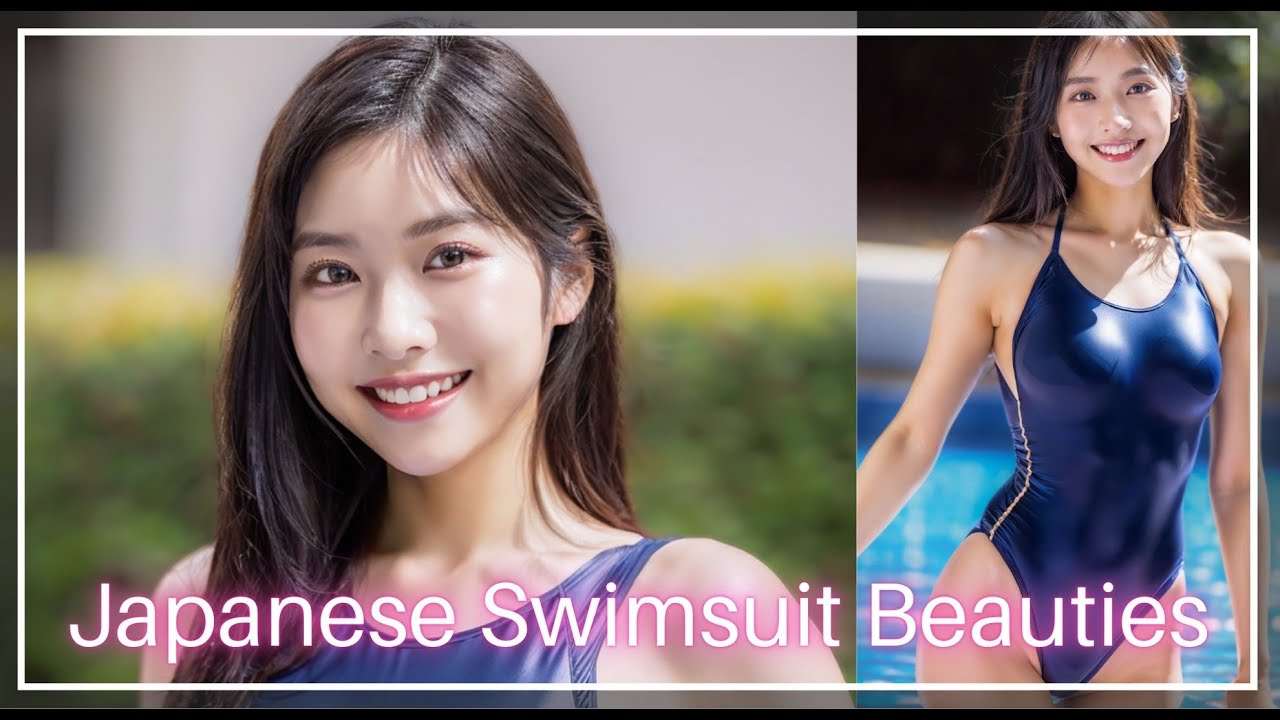 【じっと見ないで//スク水美女の恥じらい♡】Japanese Swimsuit Beauties AI美女