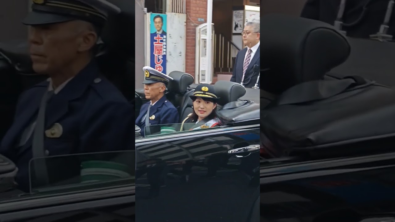 一日警察署長・TBSアナウンサー篠原梨菜さん🚨👮‍♀️、キャデラック儀礼オープンカー🚨、交通安全パレード