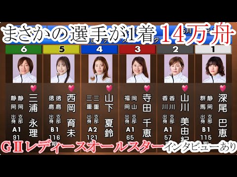 【GⅡレディース競艇】まさかの選手が1着で大大波乱「14万舟」120番人気決着①深尾②山川美③寺田千④山下夏⑤西岡育⑥三浦
