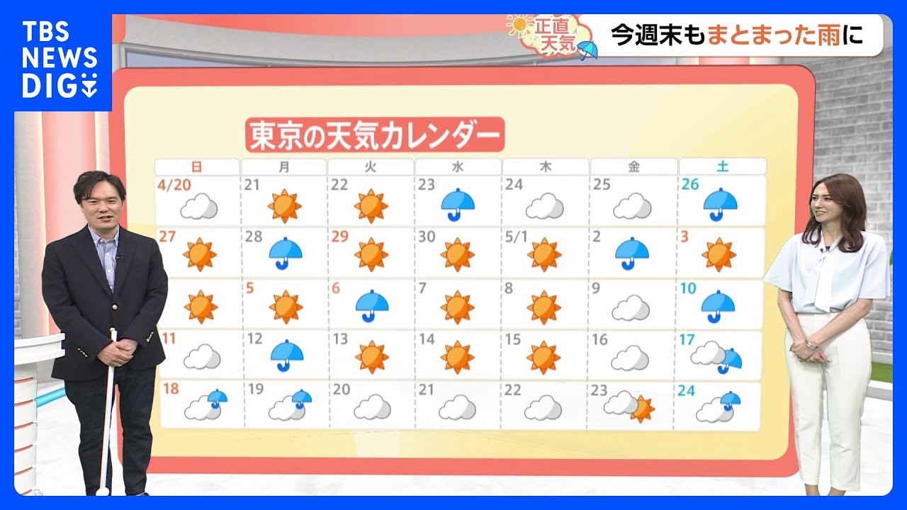 【5月16日 関東の天気】週末ごとに雨となる｜TBS NEWS DIG