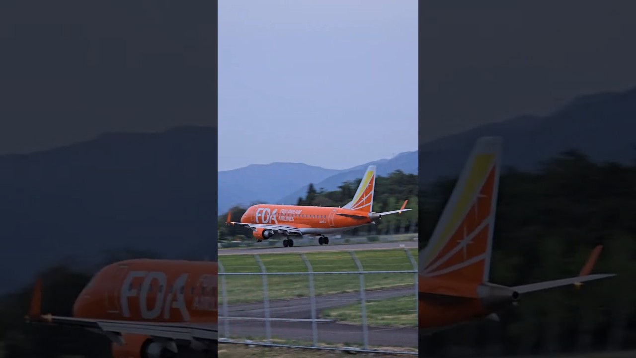 オレンジ🍊FDA離陸 いってらっしゃい👋 #松本空港 #fda #長野県