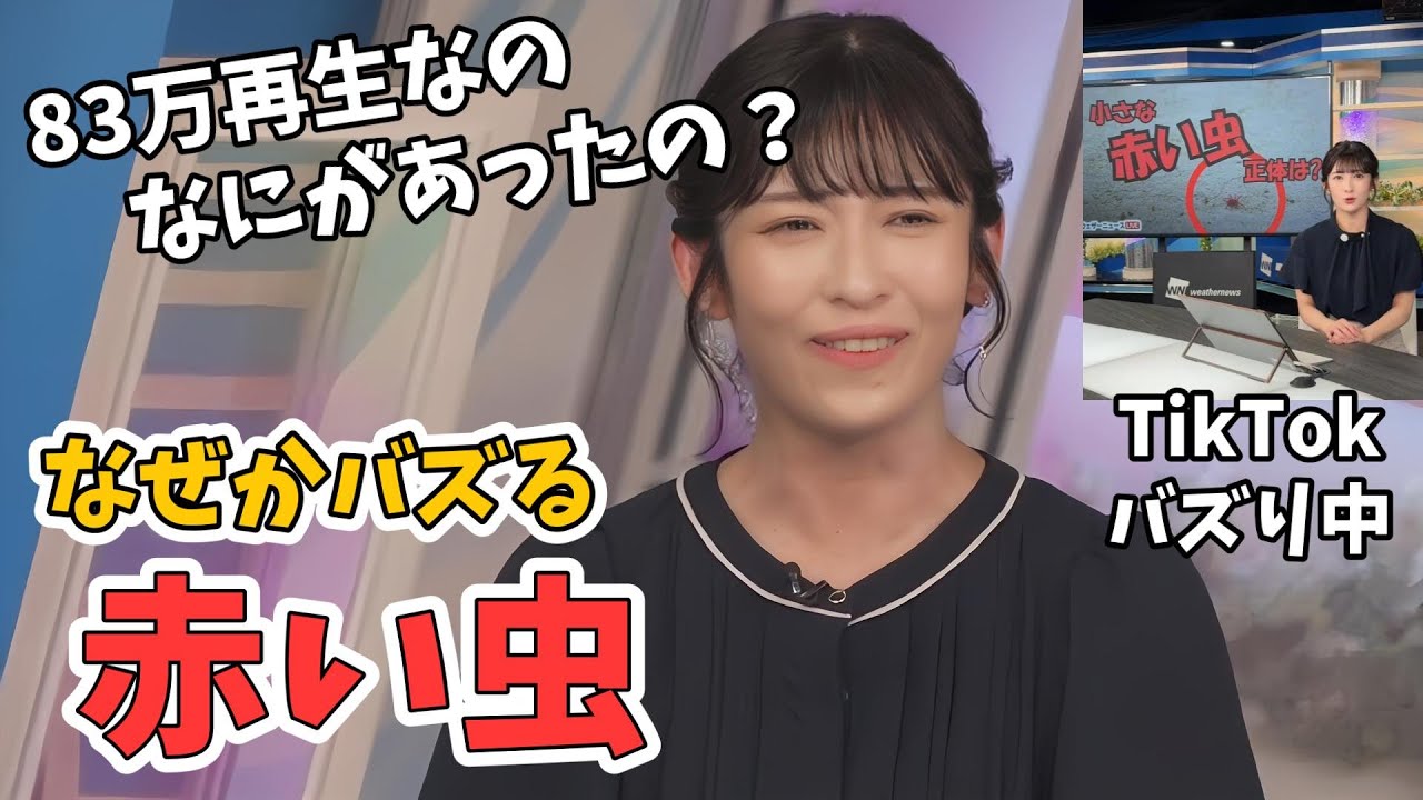 【山岸愛梨】TikTokで絶賛バズリ中のあいりん！まじめな赤い虫動画がバズリ困惑する【ウェザーニュース切り抜き】
