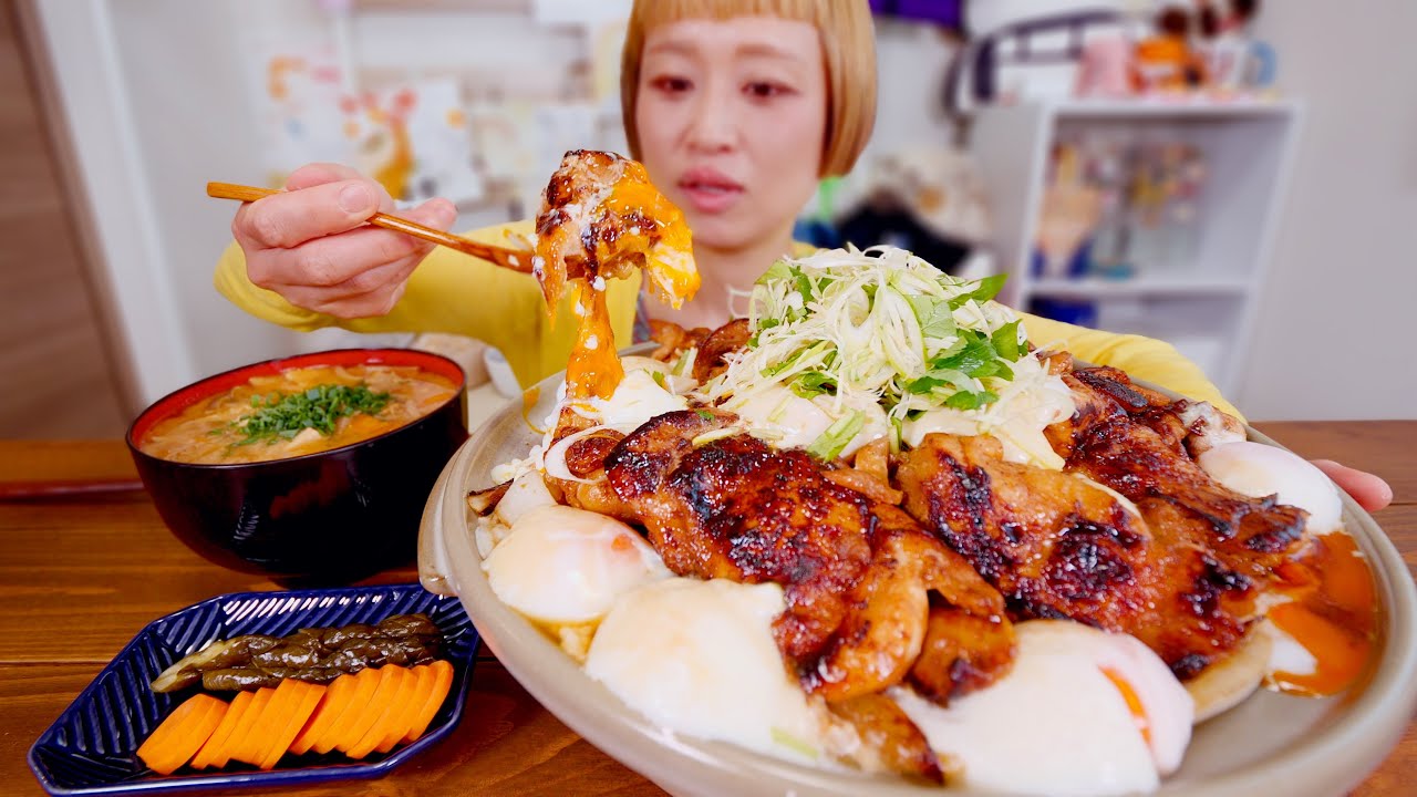 【大食い】半熟照り焼き親子丼という罪な食べ物でご飯１升食べる。【モッパン】【MUKBANG】