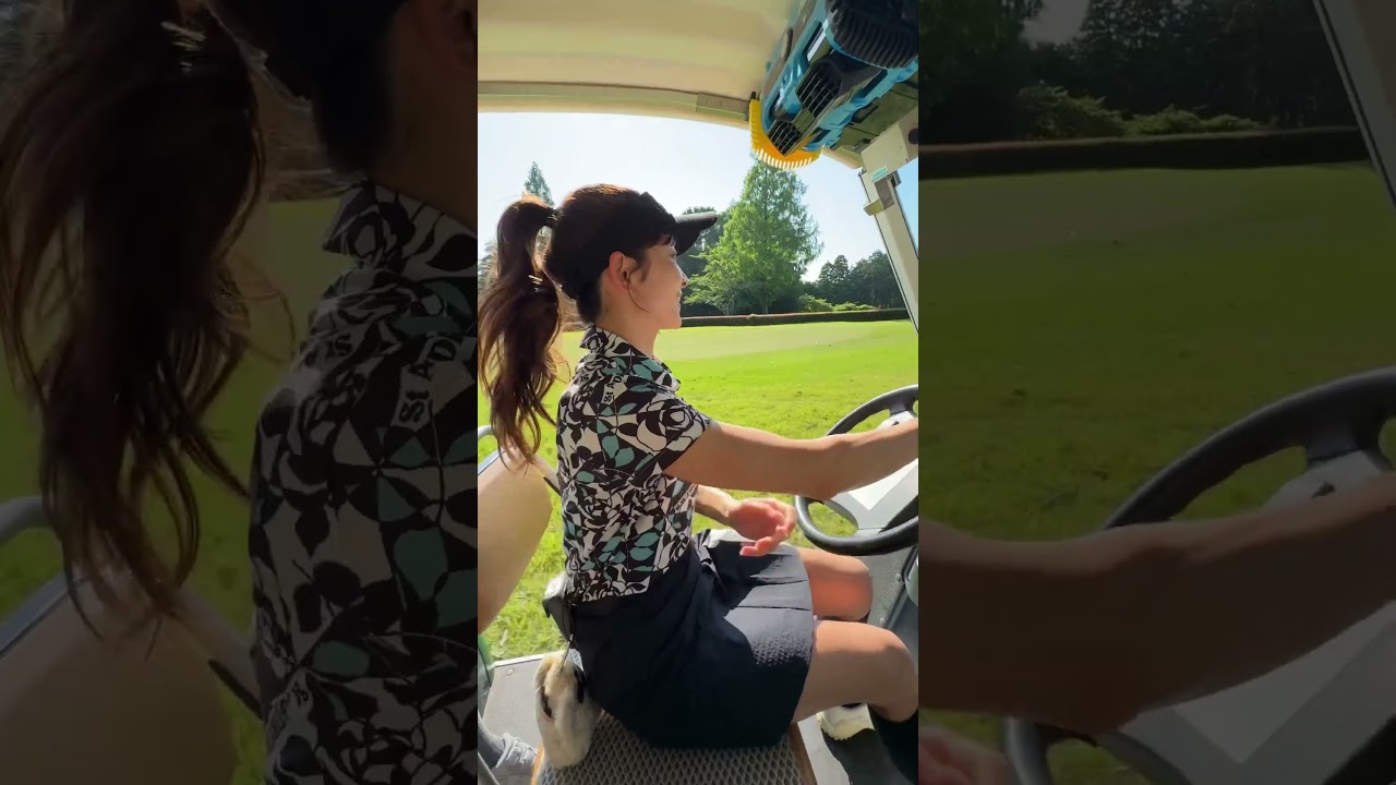 山本里菜と沖田愛加の「チーム：アリ🐜」のロケオフショットをお届け💖 この日はゴルフカートをたくさん運転しました🚗³₃  お天気も良くてゴルフ日和でした☀️#山本里菜 #沖田愛加