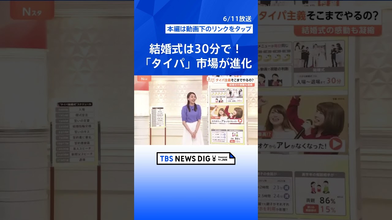 結婚式は30分で！相談はAIに？映画もゲームも“効率重視”…　進化を続ける「タイパ」市場【Nスタ解説】｜TBS NEWS DIG #shorts