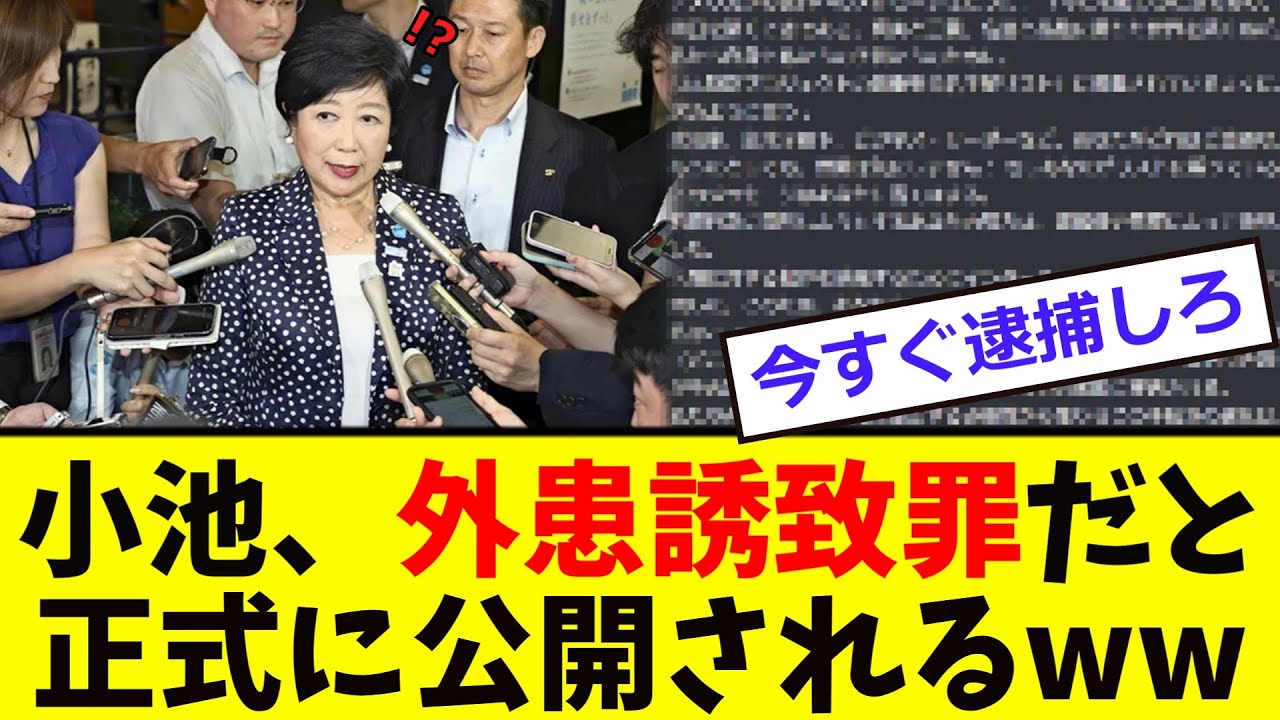 【衝撃】小池知事、「外患誘致罪」が判明する！！