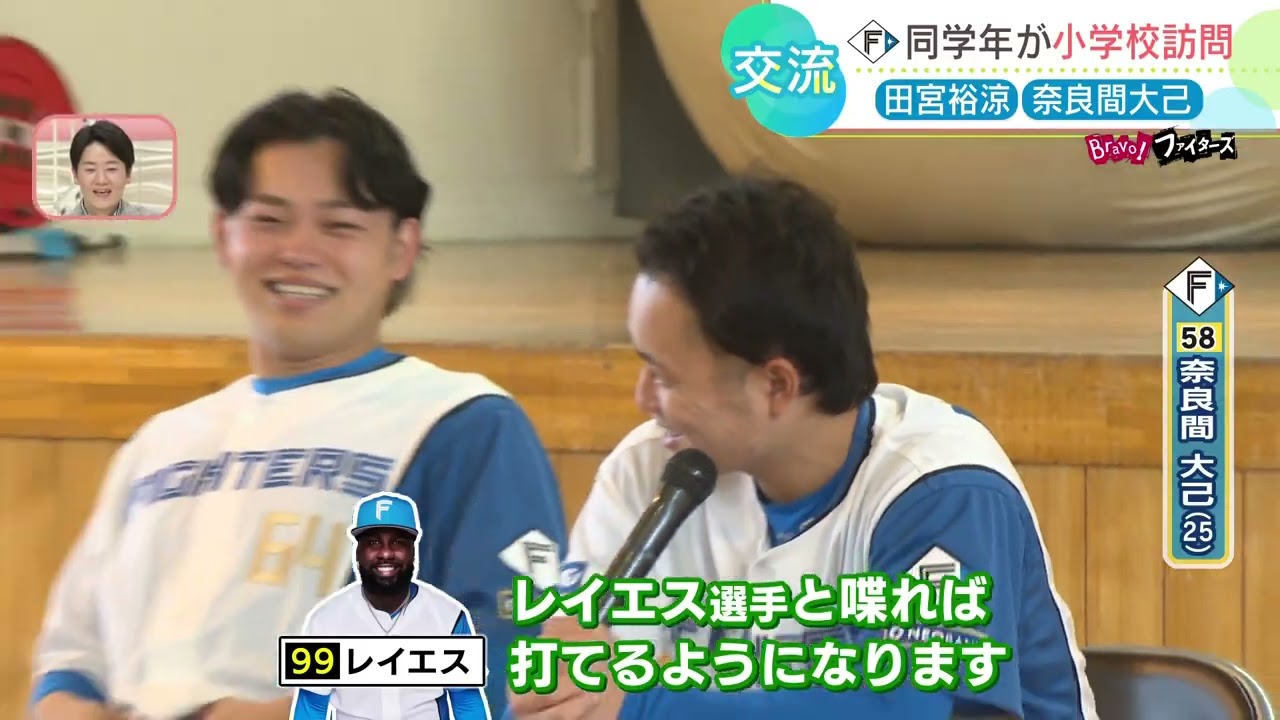 【ファイターズ】田宮選手と奈良間選手の同い年コンビが小学校を訪問！