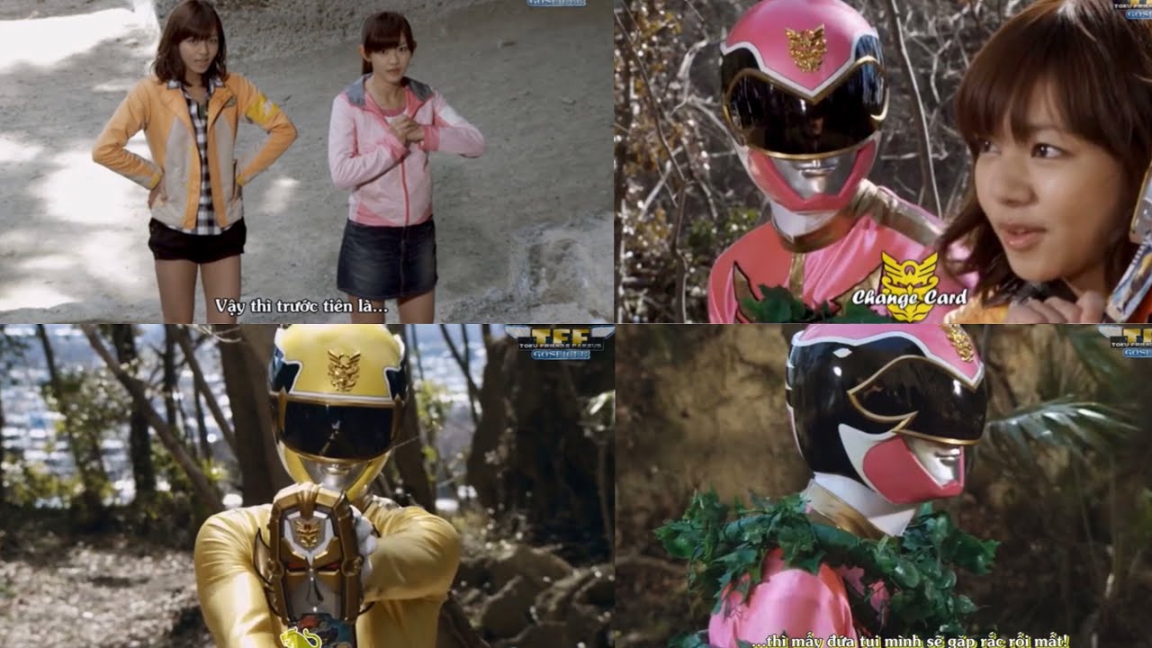 Goseiger Gosei Pink (Eri)Vs Gosei Yellow (Moune) Combine together against Irian of Queen Bee part 1