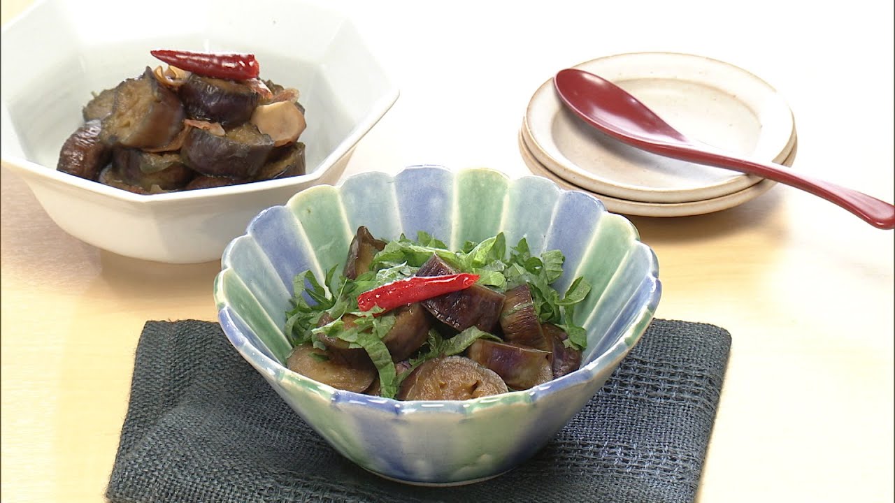 【3分クッキング公式】なすの煮もの青じそ風味／なすと桜えびのしょうが煮
