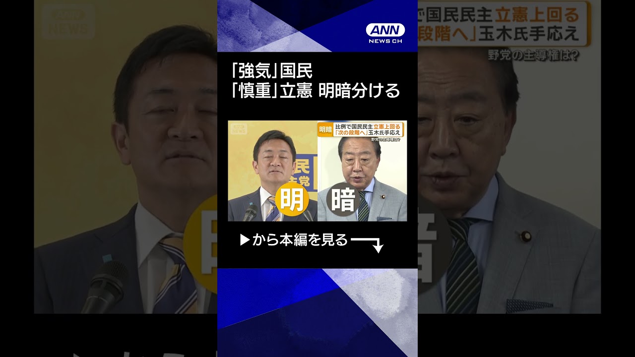 【ニュース】「強気」国民民主・玉木代表と「控え目」立憲・野田代表　比例は国民民主が上回り #shorts