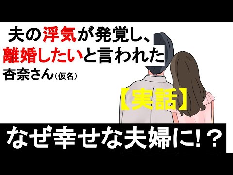 夫の浮気が発覚し、夫から離婚したいと言われる。いろいろと実践していく中で、夫婦関係は改善し、夫から「これからもよろしく。愛しています。」と言われ、娘や私が喜ぶ顔を見て微笑んでくれる。（実話）