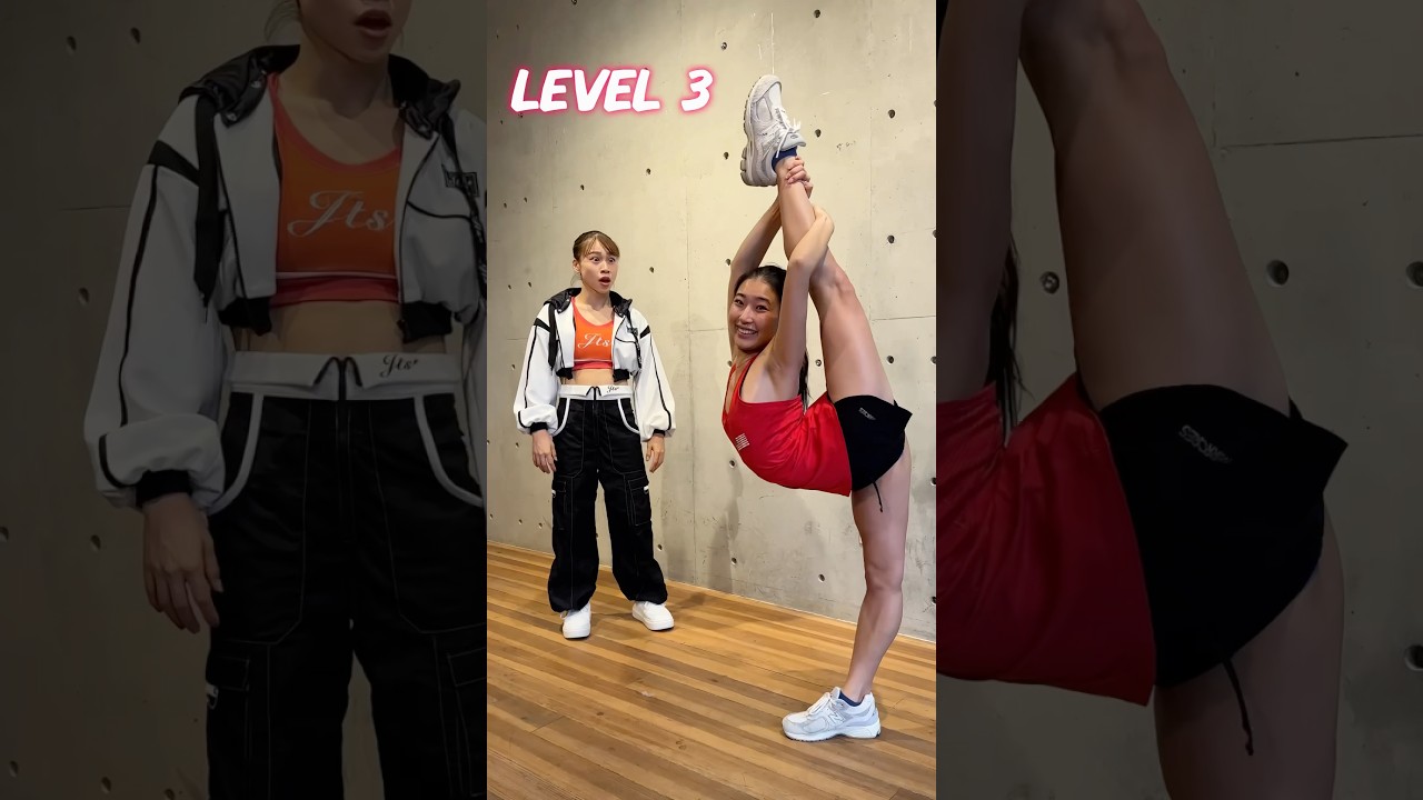 新体操の選手の技をチャレンジしてみたよん🤸‍♂️🎀Gymnast challenges rhythmic gymnastics skills. #shorts