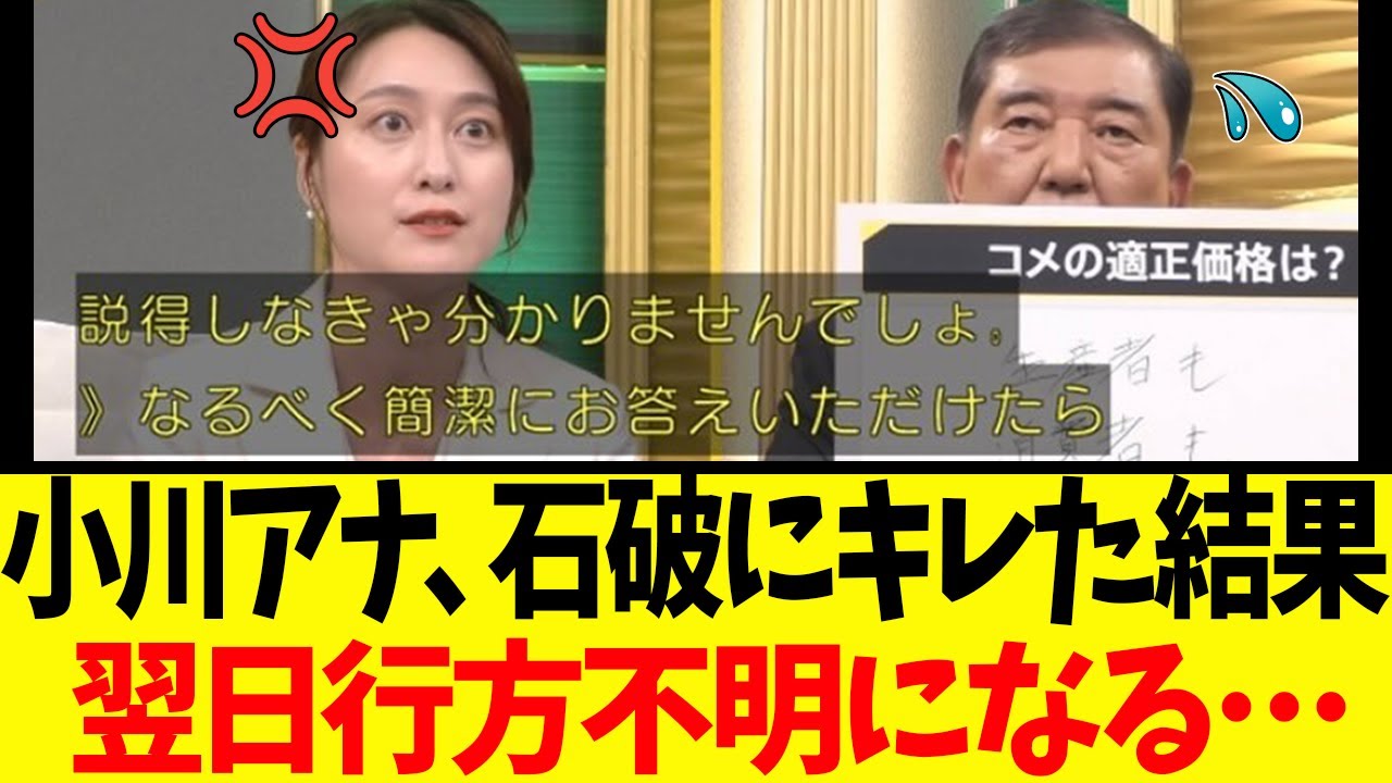 【衝撃】小川彩佳アナ「簡潔に」→石破ブチギレ→翌日番組欠席の異常事態