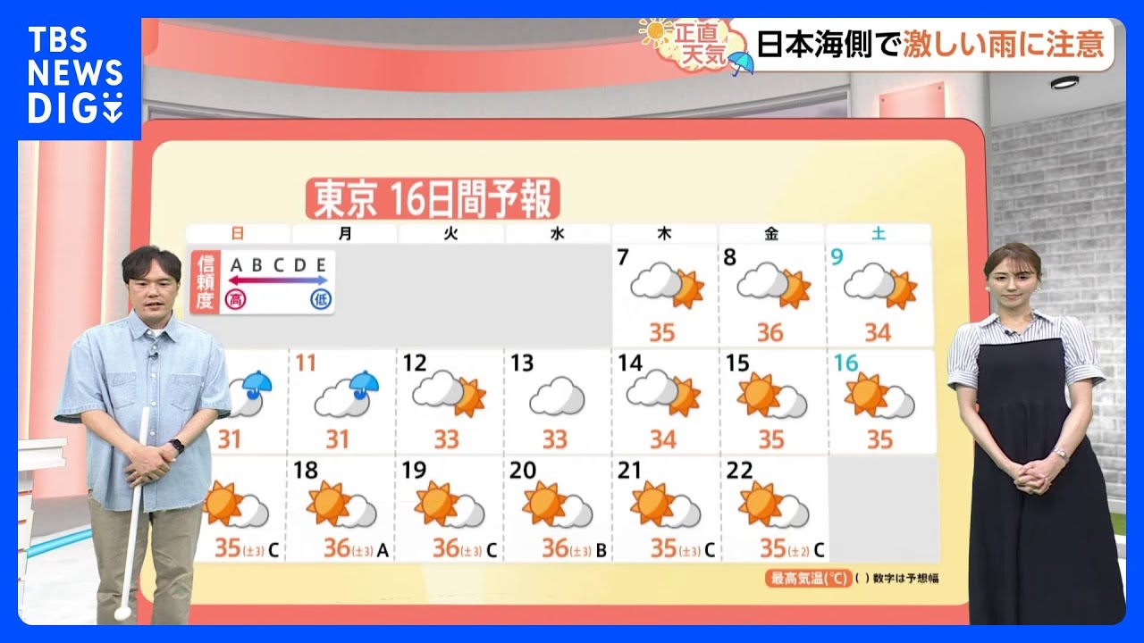 【8月7日 関東の天気】あすも局地的に激しい雨｜TBS NEWS DIG