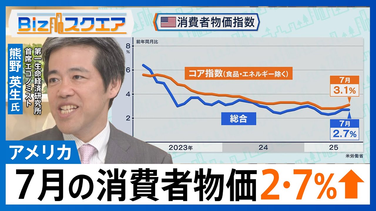 知っておきたい経済ニュース1週間 8/16（土）米中 関税24%一時停止90日延長で合意／★【米】7月の消費者物価2・7%↑／【米】売上の15%支払う半導体企業に対中輸出許可【Bizスクエア】
